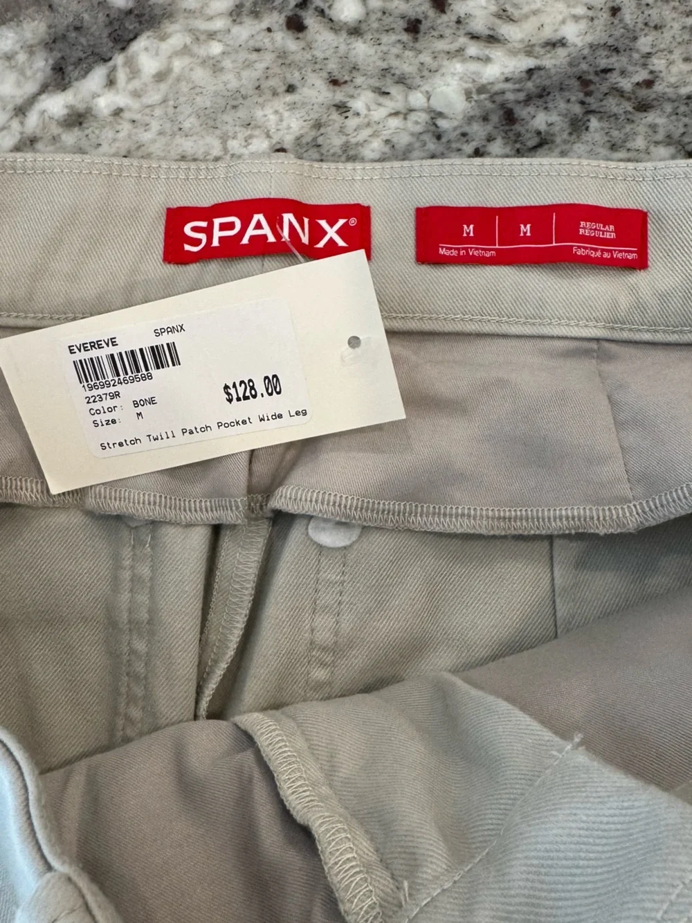 SPANXsupersmooth® Stretch Twill Wide Leg Pant Bone with Patch Pockets Size M NWt - Picture 5 of 6